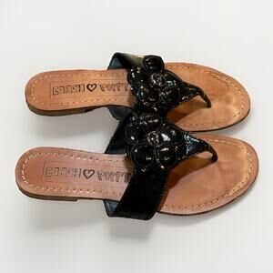 COACH Poppy Flower SANDALS Black Sz 5